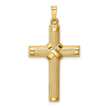 14k Hollow Polished Center -X- Cross Pendant