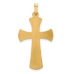 14k Hollow Polished with White Rhodium Beaded Edge Cross Pendant - Image 4