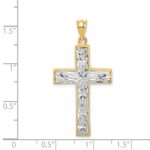 14K Two-tone Polished and Diamond-cut Cross Pendant - Image 3