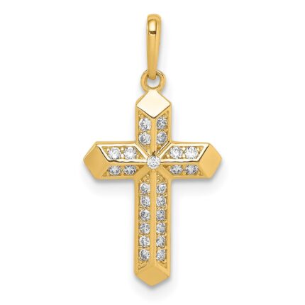 14K Cross CZ Pendant