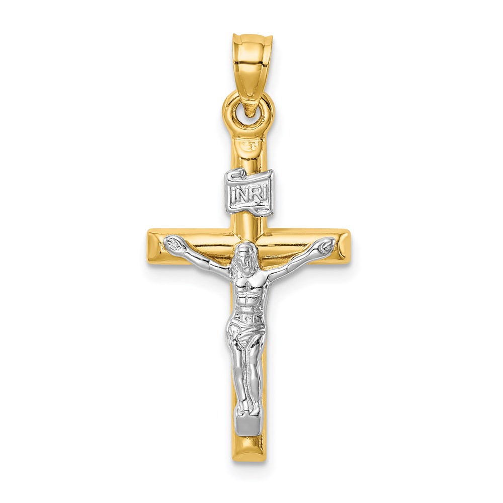 XR1845.jpg 14k Two-tone Hollow Crucifix Pendant - Image 1