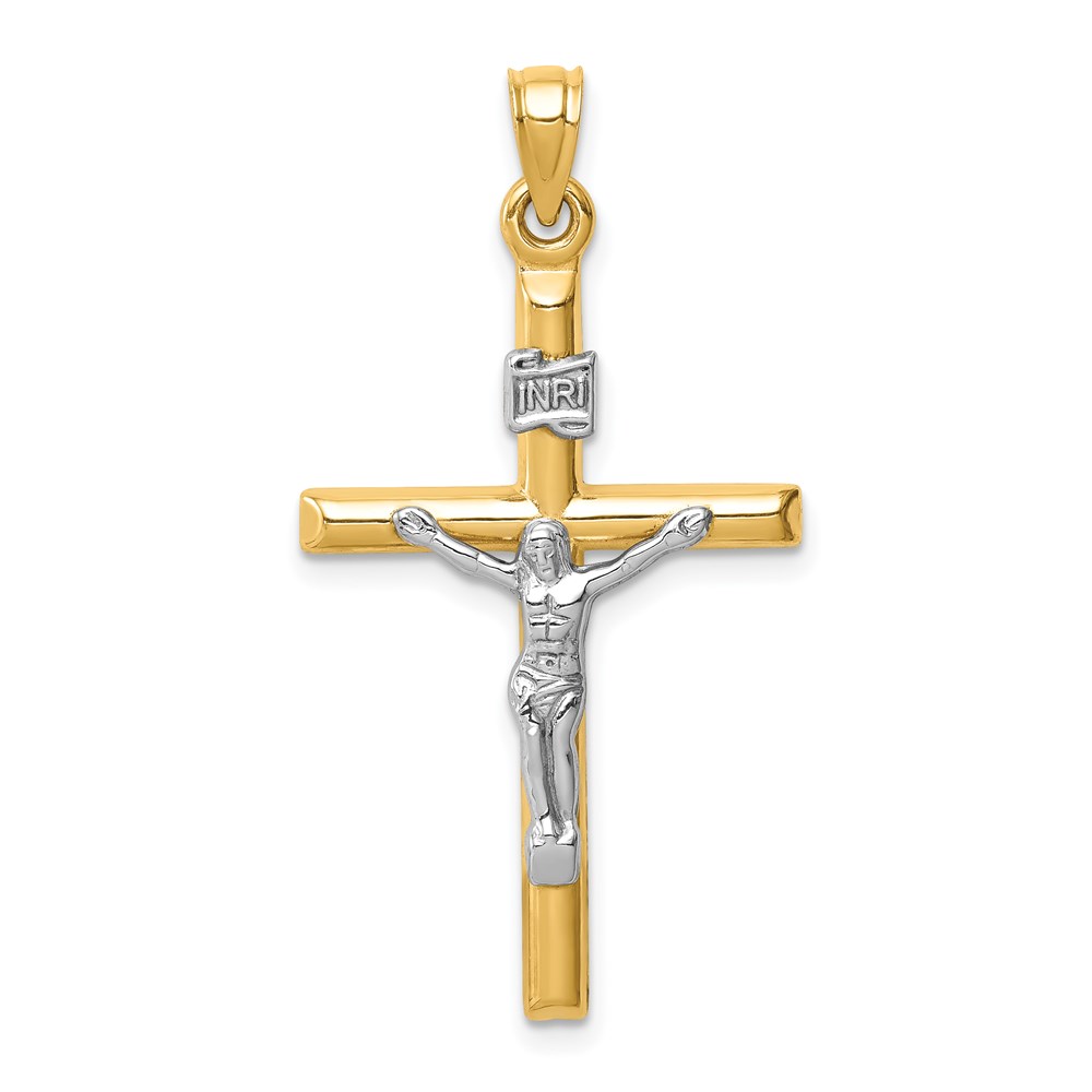 XR1846.jpg 14k Two-tone Hollow Crucifix Pendant - Image 1