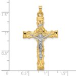 14k Two-tone Solid INRI Crucifix Pendant - Image 3