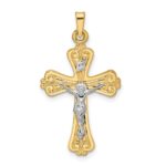 14k Two-tone Polished Solid INRI Crucifix Pendant