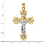 14k Two-tone Polished Solid Fancy INRI Crucifix Pendant - Image 3