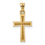 14k and White Rhodium Diamond-cut Small Latin Cross Pendant - Image 4