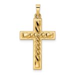 14k Polished and Twisted Hollow Cross Pendant
