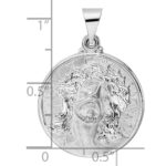 14k White Gold Polished and Satin Hollow Jesus Face Disc Pendant - Image 3