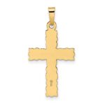 14k Polished and Textured Solid Floral Cross Pendant - Image 4