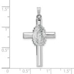 14k White Gold Polished and Satin Hollow Cross with Our Lady of Guadalupe Pendant - Image 3