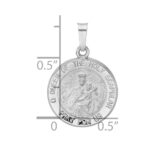 14k White Gold Polished and Satin Hollow Queen Of The Holy Scapular Medal Reversible Round Pendant - Image 3