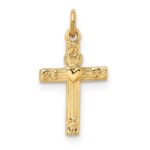 14k Polished Solid Heart Cross Pendant