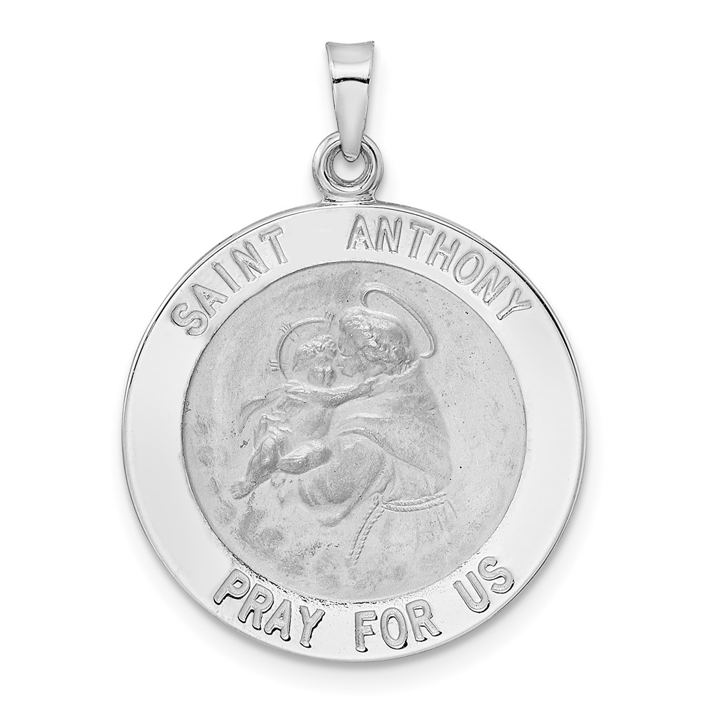 XR1921.jpg 14k White Gold Polished Solid St Anthony Medal Pendant - Image 1