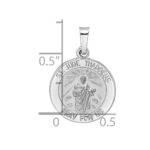 14k White Gold Polished and Satin Hollow St Jude Thaddeus Medal Round Pendant - Image 3