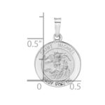 14k White Gold Polished and Satin Hollow St Michael Medal Round Pendant - Image 3