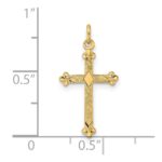 14k Polished and Textured Solid Diamond Shape Center Cross Pendant - Image 3
