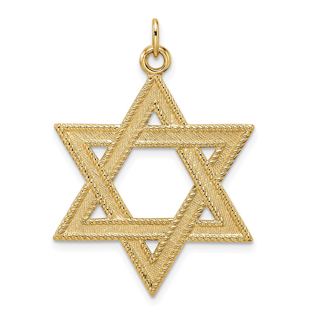 XR1959.jpg 14k Polished and Textured Solid Star of David Pendant - Image 1