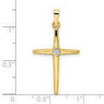 14k Two-tone Polished Solid Diamond Shape Center Cross Pendant - Image 3