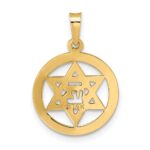 14k Polished Blue Enameled Solid Star of David in Circle Pendant - Image 4