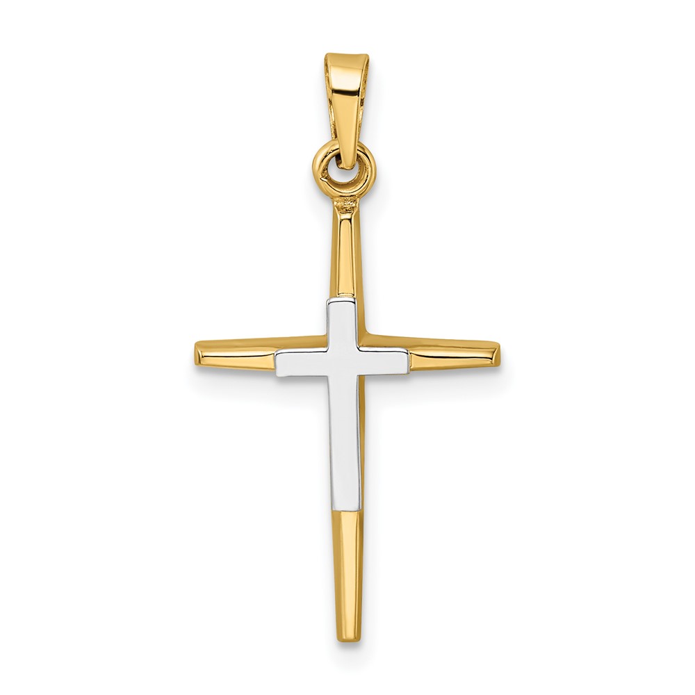 XR1976.jpg 14k Two-tone Polished Solid Double Cross Pendant - Image 1