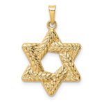 14k Polished and Textured Solid Star of David Pendant