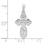 14k White Gold Polished Eastern Orthodox Solid Cross Pendant - Image 3