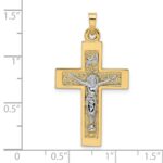 14k Two-tone Polished Solid INRI Crucifix Pendant - Image 3