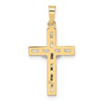 14k Two-tone Polished Solid INRI Crucifix Pendant - Image 4