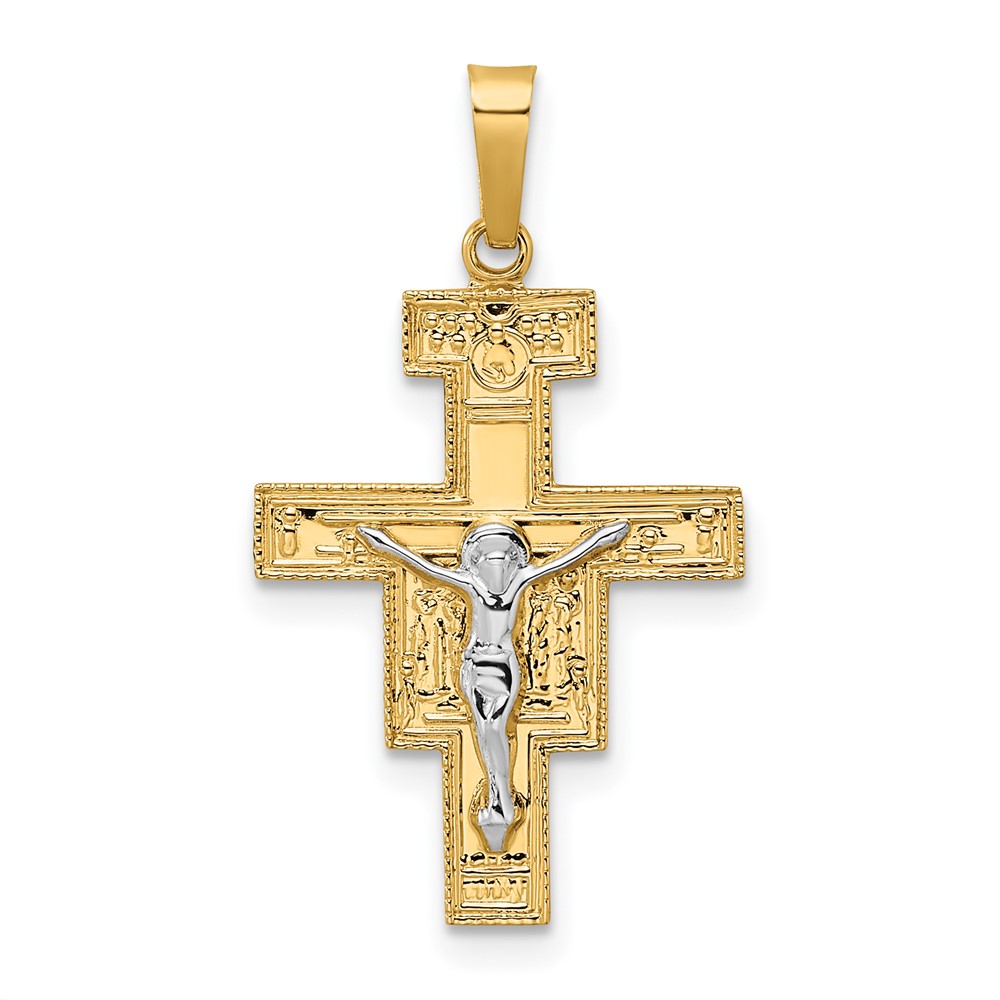 XR2052.jpg 14k Two-tone Solid Crucifix Pendant - Image 1