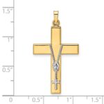 14k Two-tone Polished Hollow Rosary Cross Pendant - Image 3