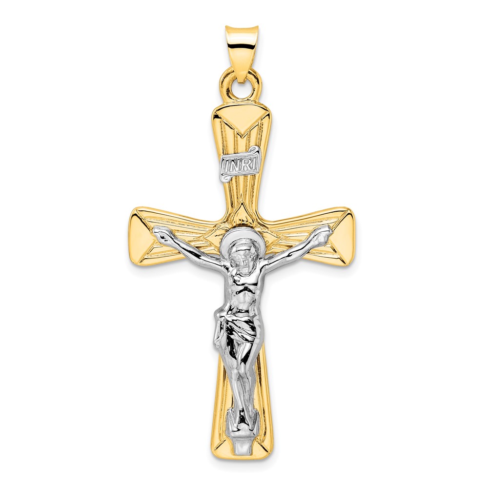 XR2060.jpg 14k Two-tone Large Polished Solid INRI Crucifix Pendant - Image 1