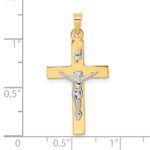 14k Two-tone Polished Solid INRI Crucifix Pendant - Image 3