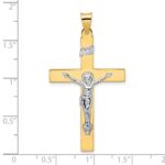 14k Two-tone Polished Solid INRI Crucifix Pendant - Image 3