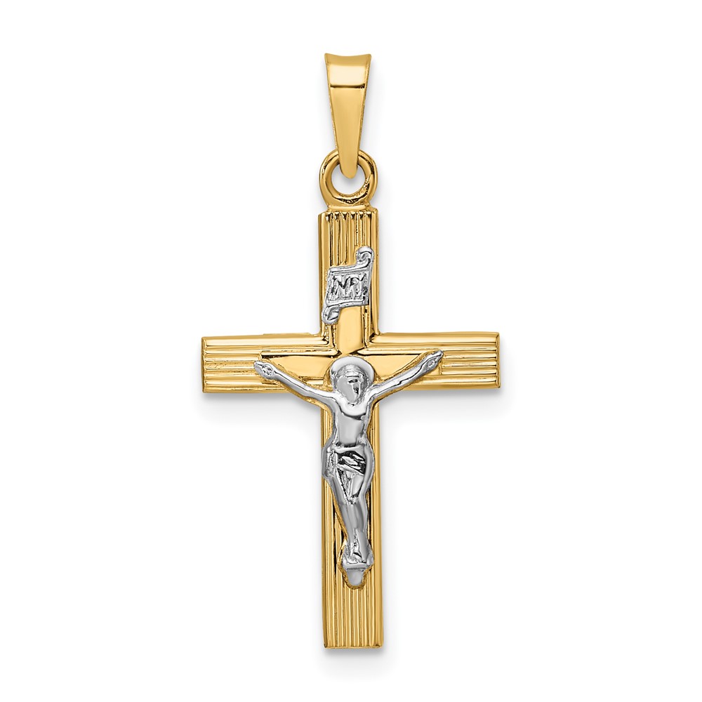 XR2074.jpg 14k Two-tone Polished Solid INRI Crucifix Pendant - Image 1