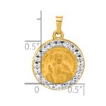 14K and White Rhodium Hollow Sacred Heart of Jesus Medal Round Pendant - Image 4
