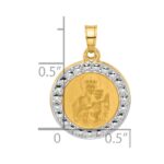 14K and White Rhodium Polished and Satin Hollow Our Lady of Mt. Carmel Medal Round Pendant - Image 4