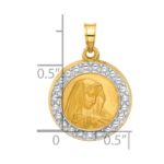 14k and White Rhodium Polished and Satin Hollow Our Lady of Sorrows Medal Round Pendant - Image 4