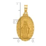 14k Polished and Satin Solid Miraculous Medal Oval Pendant - Image 4