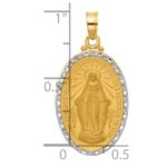 14K and White Rhodium Polished and Satin Solid Miraculous Medal Oval Pendant - Image 4