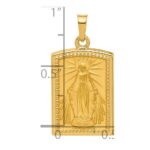 14k Polished and Satin Hollow Miraculous Medal Rectangular Pendant - Image 4