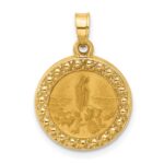 14k Satin and Polished Hollow St Anthony Medal Round Pendant