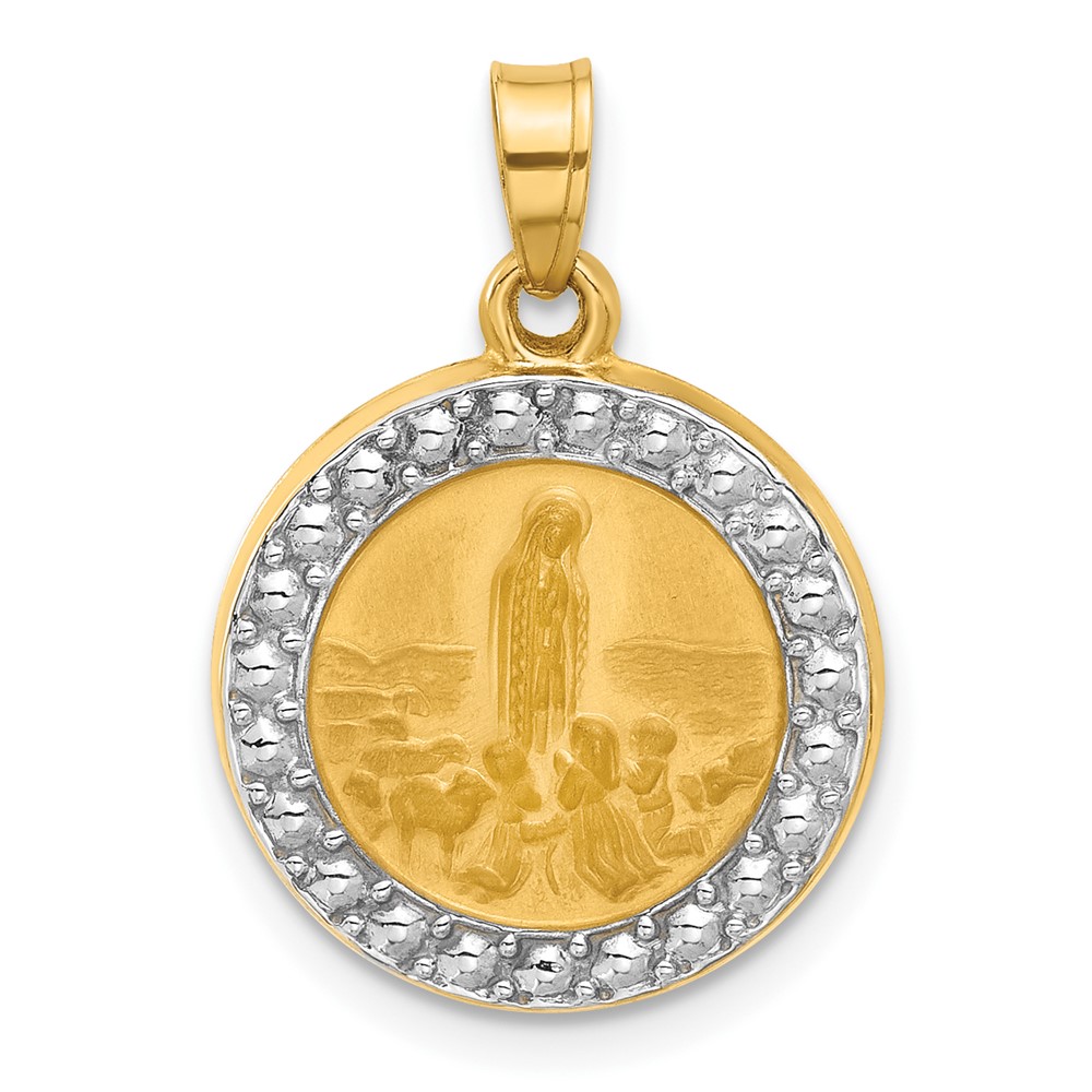 XR2132.jpg 14k and White Rhodium Satin and Polished Hollow St Anthony Medal Round Pendant - Image 1