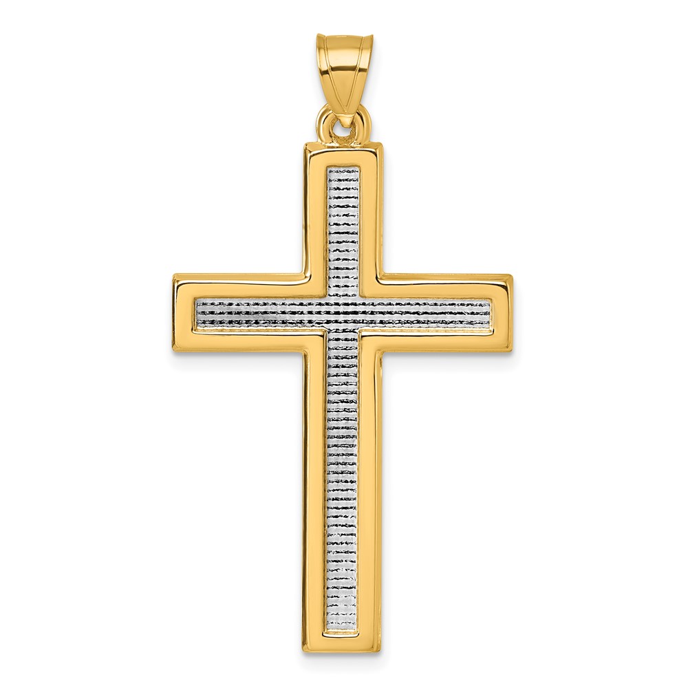 XR2162TT.jpg 14k with White Rhodium Polished Latin Cross Pendant - Image 1