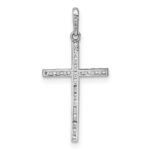 14k White Gold Polished CZ Latin Cross Pendant - Image 3