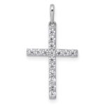 14k White Gold Polished CZ Latin Cross Pendant