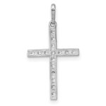 14k White Gold Polished CZ Latin Cross Pendant - Image 3