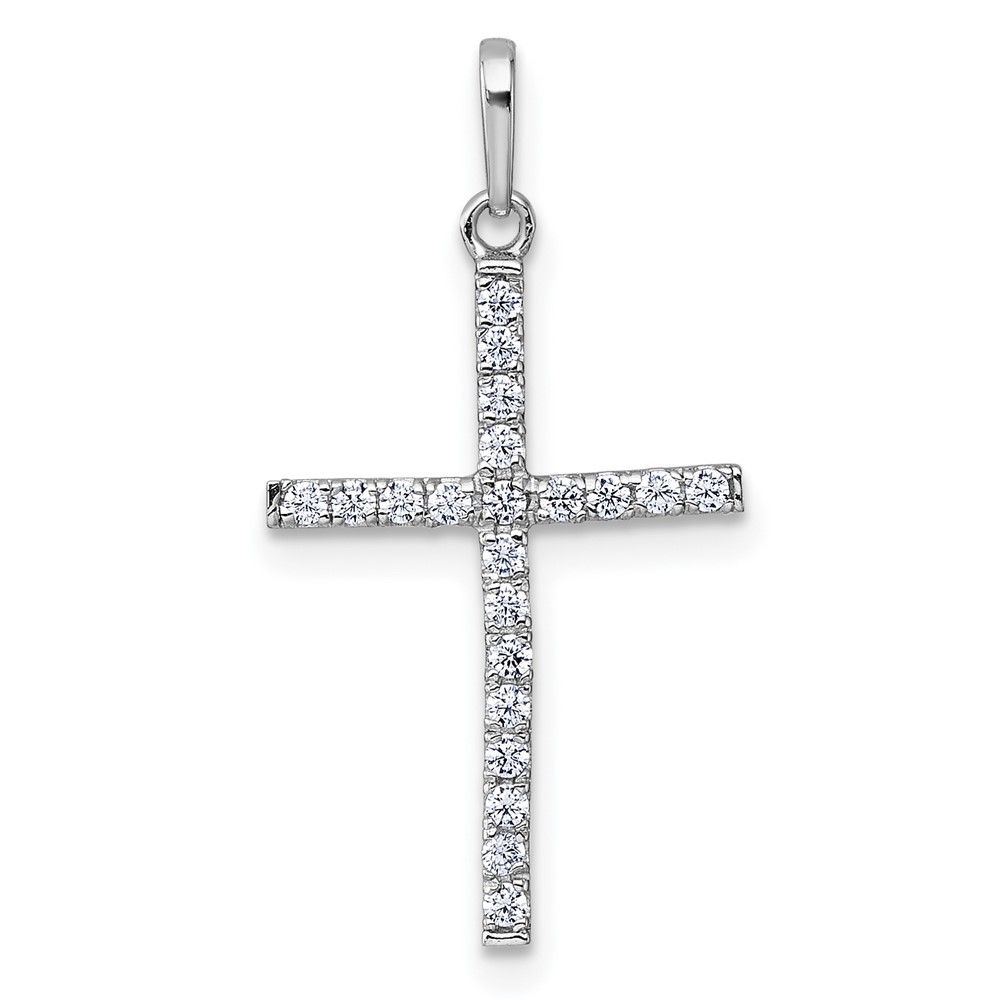 XR2169.jpg 14k White Gold Polished CZ Latin Cross Pendant - Image 1