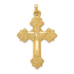 14k Hollow Fleur de Lis Cross Pendant
