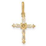 14k Polished Fancy CZ Cross Charm / Pendant - Image 3