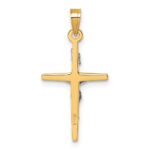 14k with White Rhodium Polished INRI Crucifix Cross Pendant - Image 3